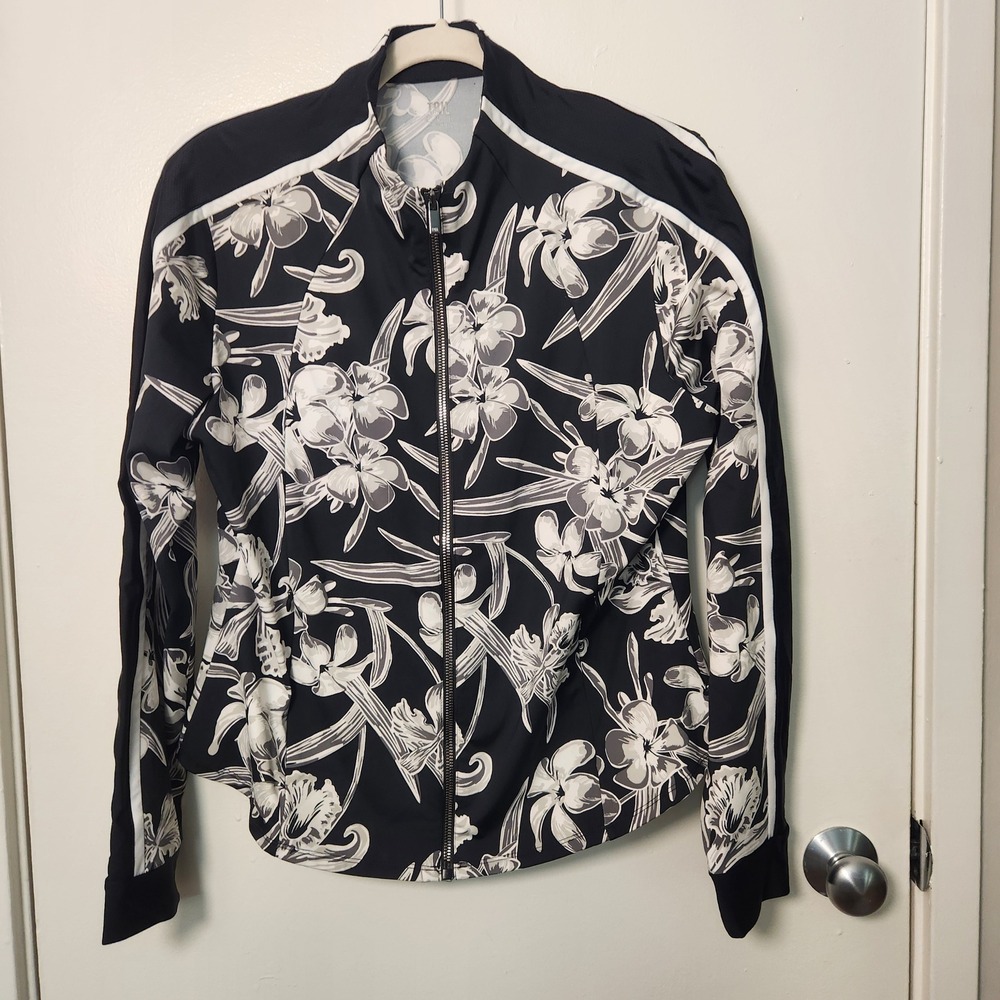 Tail Activewear Tennis Vida Funnel Neck Jacket Iris‎ Coast Print Med Black White